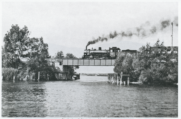 Osterode (Ostpr.), Eisenbahn- und Fußgängerbrücke Grünortspitze