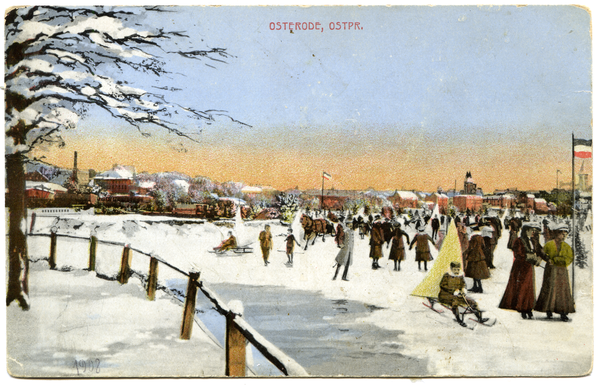 Osterode (Ostpr.), Eislaufen auf dem Drewenz-See