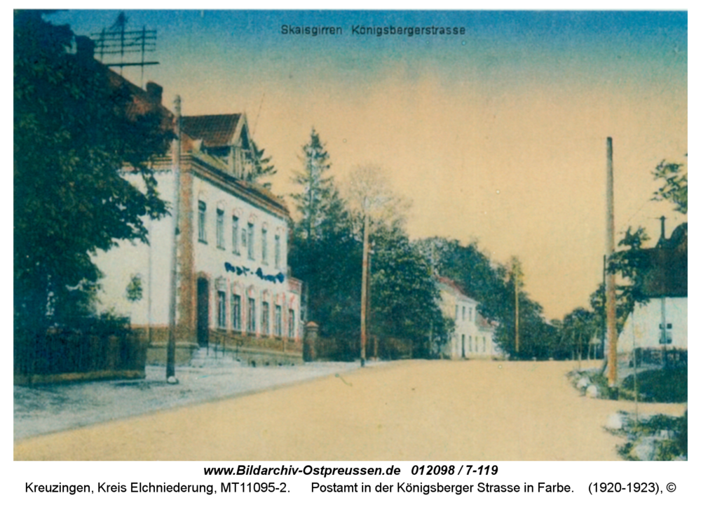 Kreuzingen, Postamt in der Königsberger Straße in Farbe