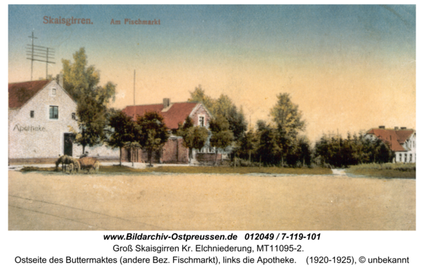 Kreuzingen, Ostseite des Buttermaktes (andere Bez. Fischmarkt), links die Apotheke