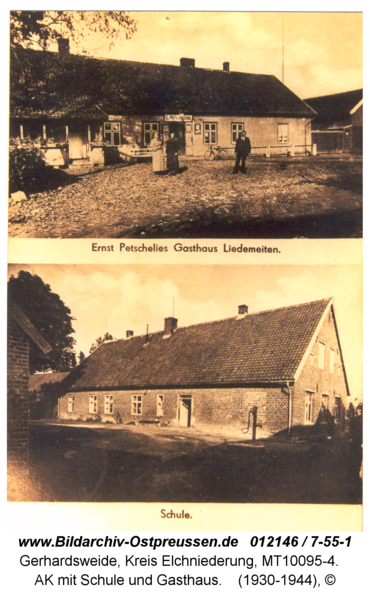 Gerhardsweide, AK mit Schule und Gasthaus