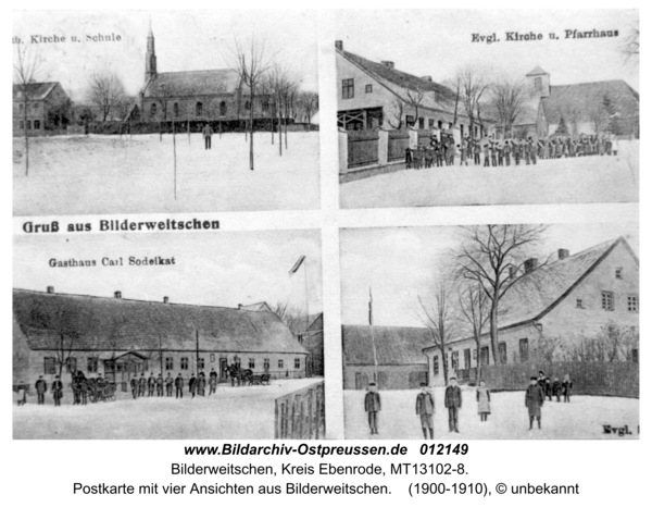 Bilderweitschen, Postkarte mit vier Ansichten aus Bilderweitschen