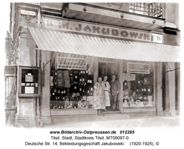 Tilsit, Deutsche Str. 14, Bekleidungsgeschäft Jakubowski