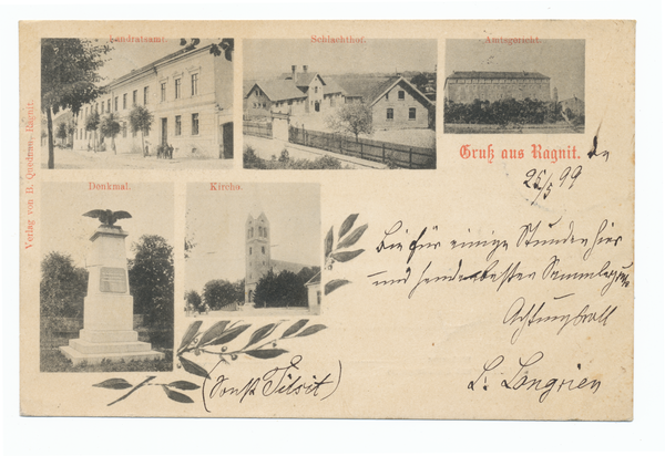 Ragnit, Landratsamt, Schlachthof, Amtsgericht, Denkmal und Kirche