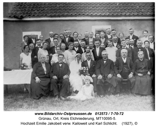 Grünau, Hochzeit Emilie Jakobeit verw. Kailoweit und Karl Schlicht