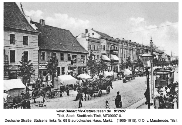 Tilsit, Deutsche Straße, Südseite, links Nr. 68 Blaurocksches Haus, Markt