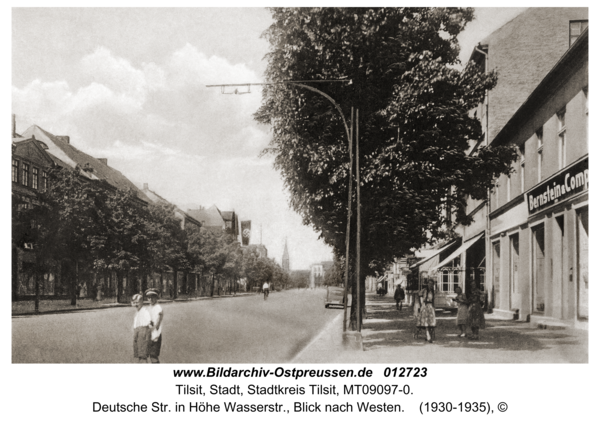 Tilsit, Deutsche Str. in Höhe Wasserstr., Blick nach Westen