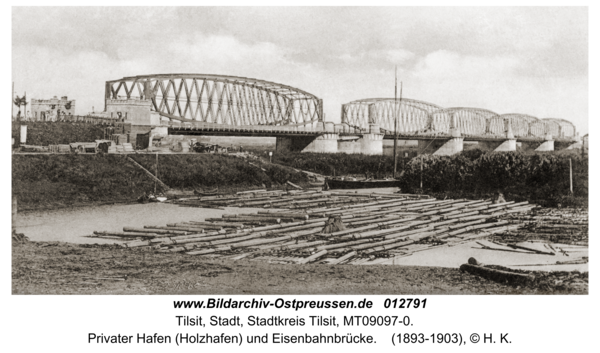 Tilsit, Privater Hafen (Holzhafen) und Eisenbahnbrücke