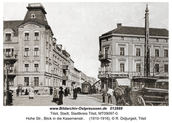 Tilsit, Hohe Str., Blick in die Kasernenstr.