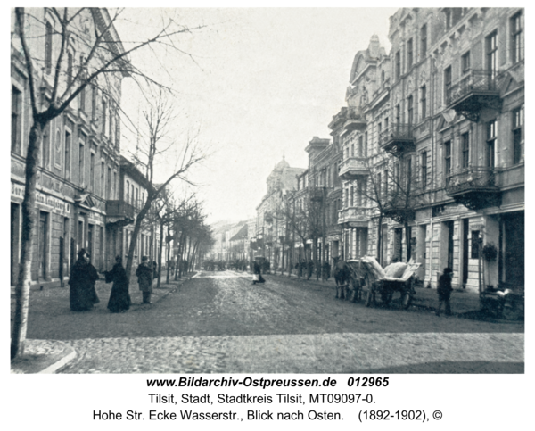 Tilsit, Hohe Str. Ecke Wasserstr., Blick nach Osten