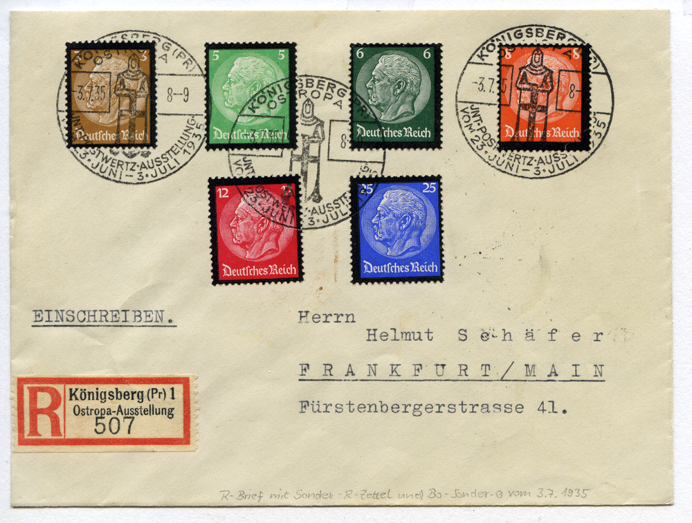 Königsberg (Pr.), Sonderstempel zur Intern. Postwertzeichen-Ausstellung OSTROPA Königsberg