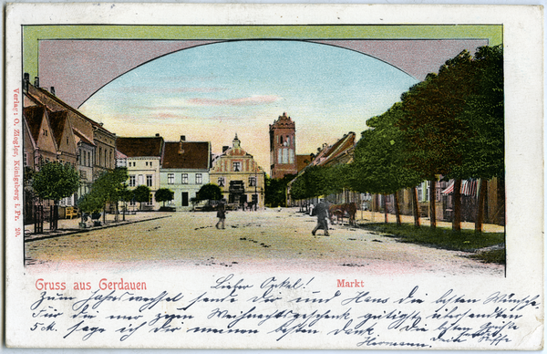Gerdauen, Markt mit Blick auf die Kirchenstraße