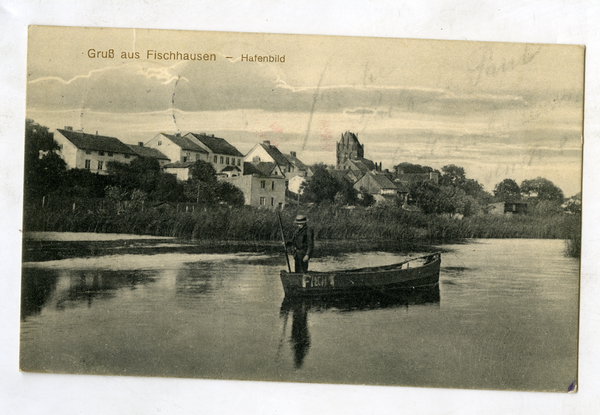 Fischhausen, Ortsansicht, Blick vom Hafen zur Ordenskirche