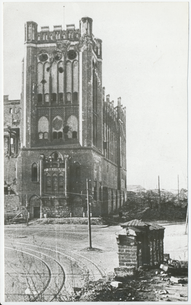 Königsberg (Pr.) (Калининград), Gesekusplatz, Ruine Telegraphenamt, Blick in das Trümmerfeld der oberen Kantstraße