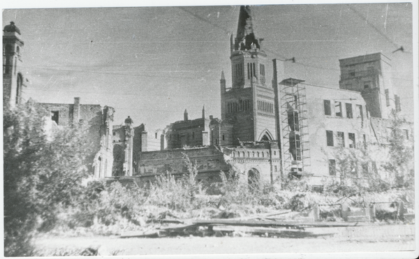 Königsberg (Pr.) (Калининград), Kantstraße, Ruine der Altstädtischen Kirche und Erweiterungsbau Marzipanfabrik Kurt Gehlhaar