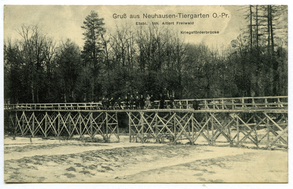 Neuhausen-Tiergarten, Kriegsförderbrücke der Kleinbahn am Etablissement Albert Freiwald (Waldrestaurant)