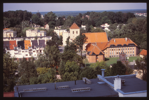 Osterode (Ostpr.) (Ostróda), Evangelische Kirche, Blick vom Kirchturm zur ehem. Landkirche