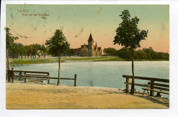 Tilsit, Blick über den Mühlenteich zum Kreishaus