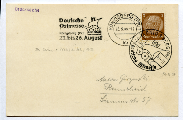 Königsberg (Pr.), Werbestempel und Sonderstempel zur Ostmesse