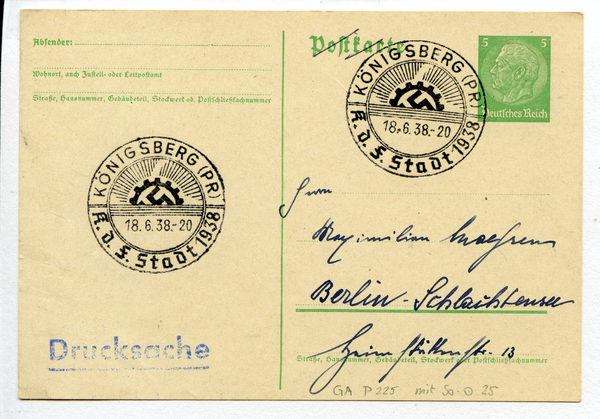 Königsberg (Pr.), Sonderstempel Königsberg KdF-Stadt 1938