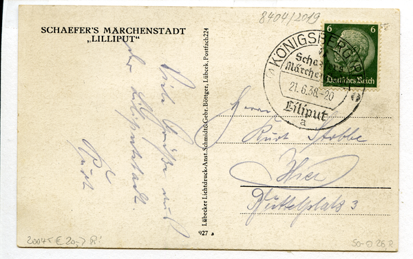 Königsberg (Pr.), Sonderstempel Schaefer's Märchenstadt "Lilliput"