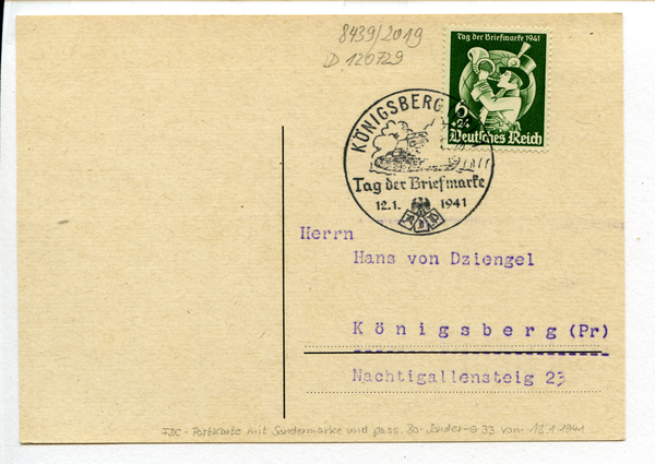 Königsberg (Pr.),  Sonderstempel Tag der Briefmarke