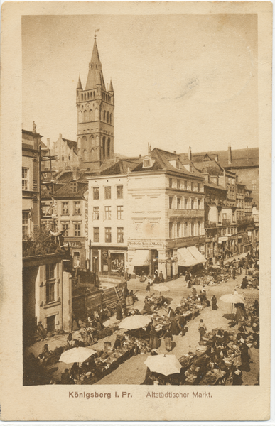 Königsberg (Pr.), Altstädtischer Markt mit Baugrube für das neue Kaufhaus Kiewe Ecke Altstädtische Langgasse