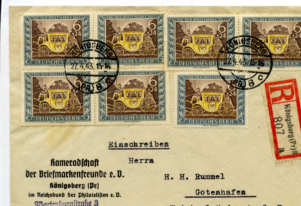 Königsberg (Pr.), Briefkuvert der Kameradschaft der Briefmarkenfreunde e. V. Königsberg