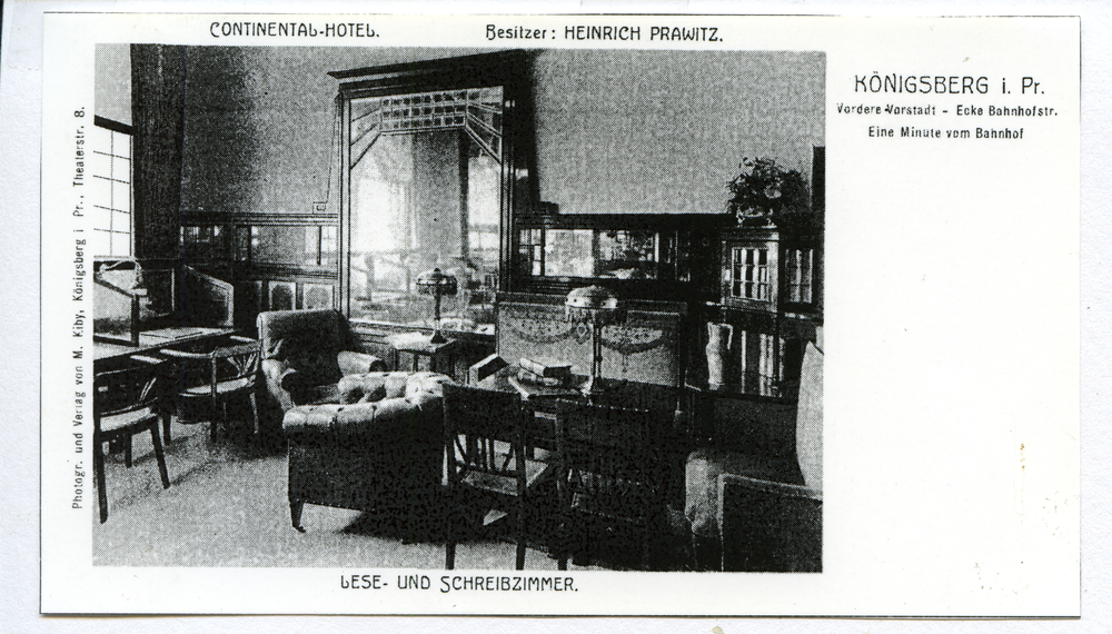 Königsberg (Pr.), Continental-Hotel in der Vorstädtischen Langgasse, Lese-und Schreibzimmer