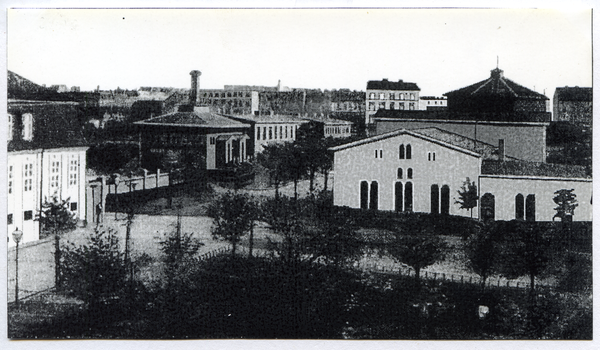 Königsberg (Pr.), Jahrmarktsplatz mit Blick in die Neue Dammgasse, Steueramt, Volksbrausebad, Turnhalle