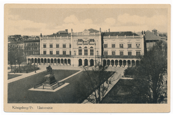 Königsberg (Pr.), Paradeplatz,  Neue Universität, Vorderansicht und denkmal Friedrich Wilhelm III.