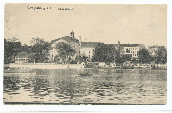 Königsberg (Pr.), Schlossteich, Blick zur Stadthalle