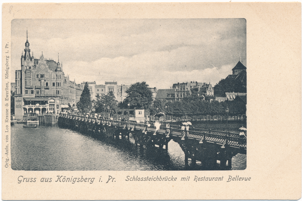 Königsberg, Schloßteichbrücke mit Restaurant Bellvue