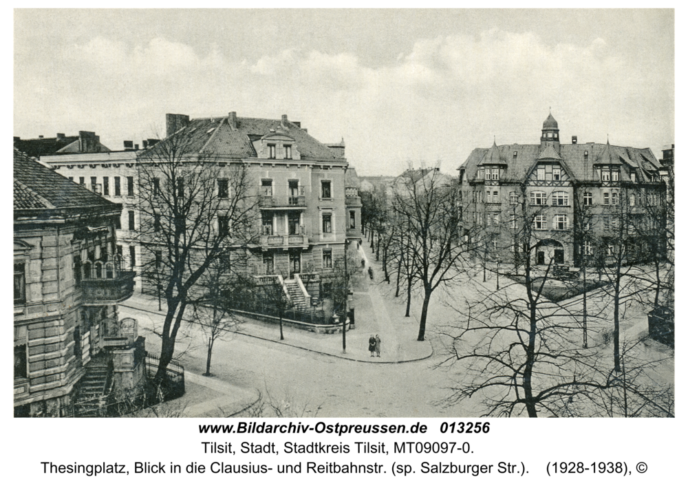 Tilsit, Thesingplatz, Blick in die Clausius- und Reitbahnstr. (sp. Salzburger Str.)