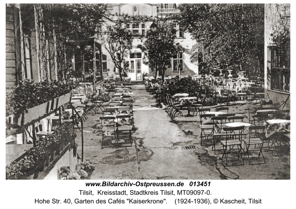 Tilsit, Hohe Str. 40, Garten des Cafés "Kaiserkrone"