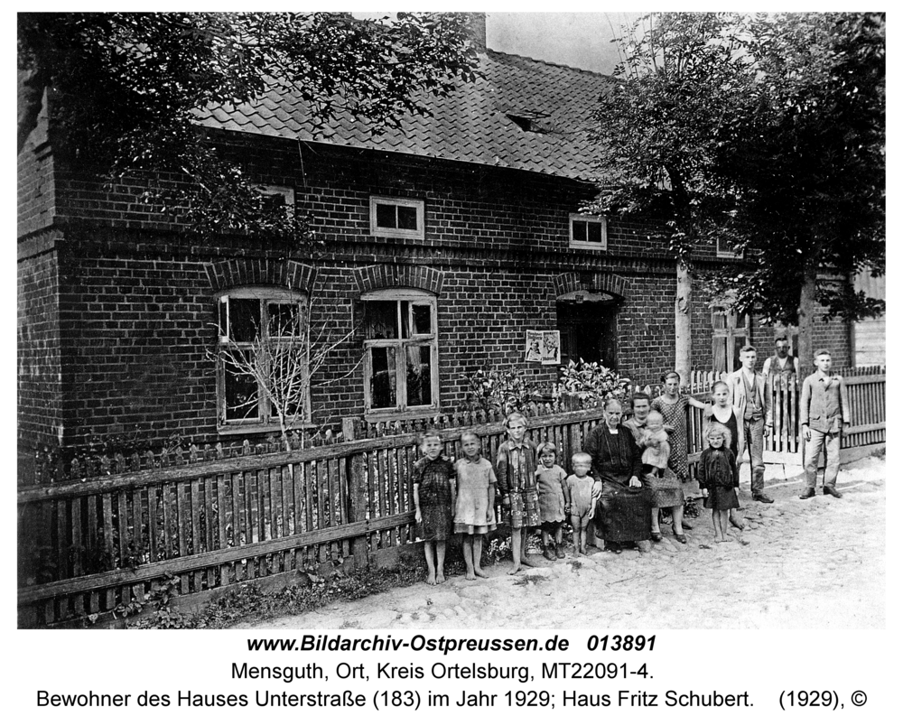 Mensguth, Bewohner des Hauses Unterstraße (183) im Jahr 1929; Haus Fritz Schubert