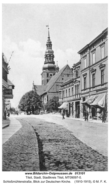 Tilsit, Schloßmühlenstraße, Blick zur Deutschen Kirche