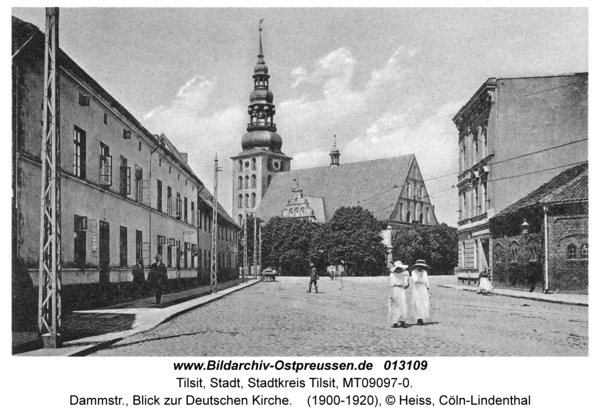 Tilsit, Dammstr., Blick zur Deutschen Kirche