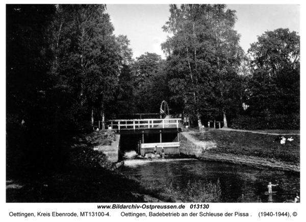 Groß Trakehnen, Oettingen, Badebetrieb an der Schleuse der Pissa