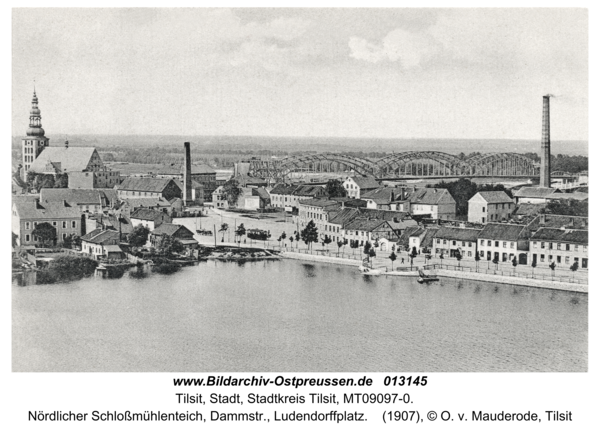 Tilsit, Nördlicher Schloßmühlenteich, Dammstr., Ludendorffplatz