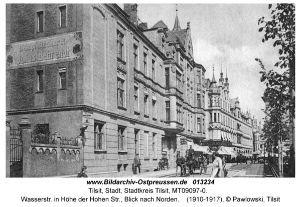 Tilsit, Wasserstr. in Höhe der Hohen Str., Blick nach Norden