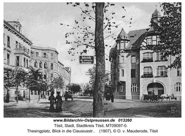 Tilsit, Thesingplatz, Blick in die Clausiusstr.