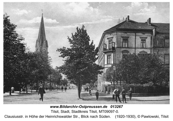 Tilsit, Clausiusstr. in Höhe der Heinrichswalder Str., Blick nach Süden