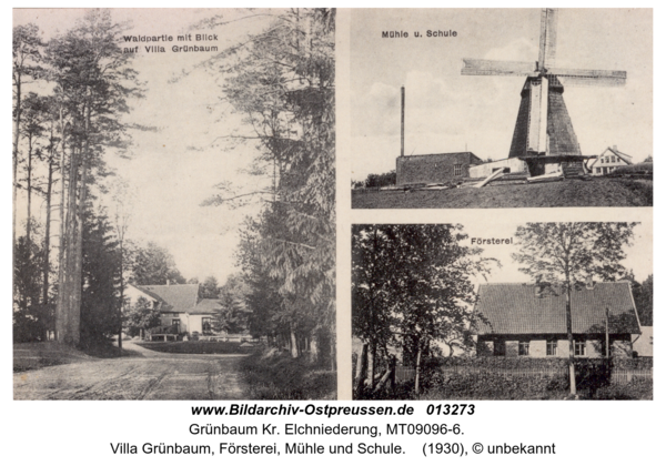 Grünbaum, Villa Grünbaum, Försterei, Mühle und Schule
