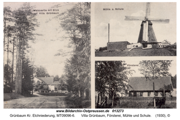 Grünbaum, Villa Grünbaum, Försterei, Mühle und Schule