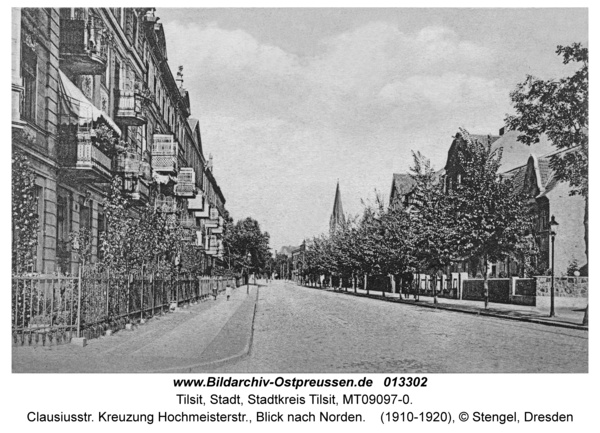 Tilsit, Clausiusstr. Kreuzung Hochmeisterstr., Blick nach Norden