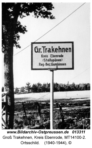 Groß Trakehnen, Ortsschild