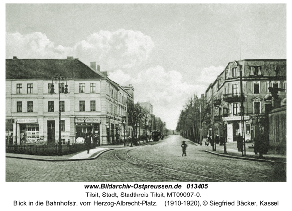 Tilsit, Blick in die Bahnhofstr. vom Herzog-Albrecht-Platz