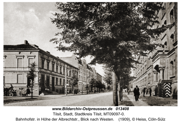 Tilsit, Bahnhofstr. in Höhe der Albrechtstr., Blick nach Westen