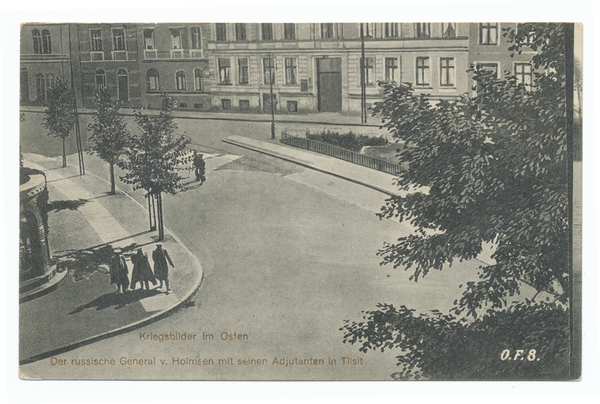 Tilsit, Herzog-Albrecht-Platz, der russ. General v. Holmsen mit seinen Adjutanten in Tilsit